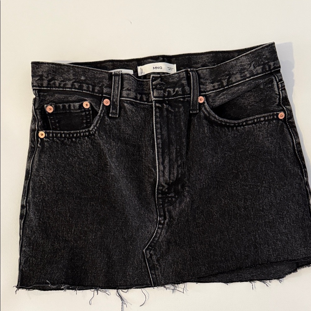 Mango Black Denim Skirt with Copper Accents